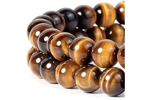 LIFAVOVY 14mm Natural Yellow Tiger Eye Beads Round Semi Precious Gemstone Loose Beads for Jewelry Making 28pcs/Strand