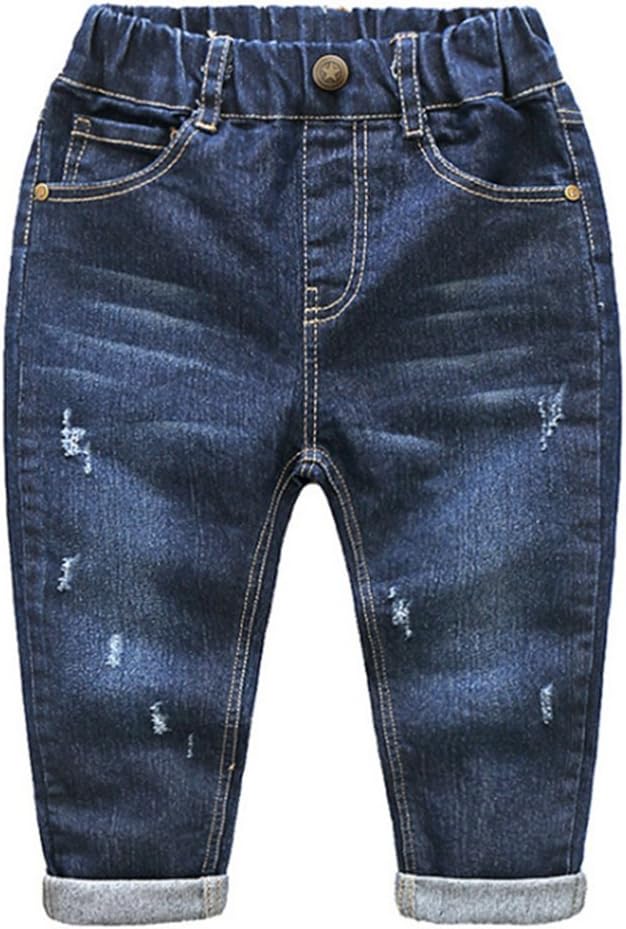 Abolai Baby Boys Denim Pants Ripped Holes Jeans Trousers