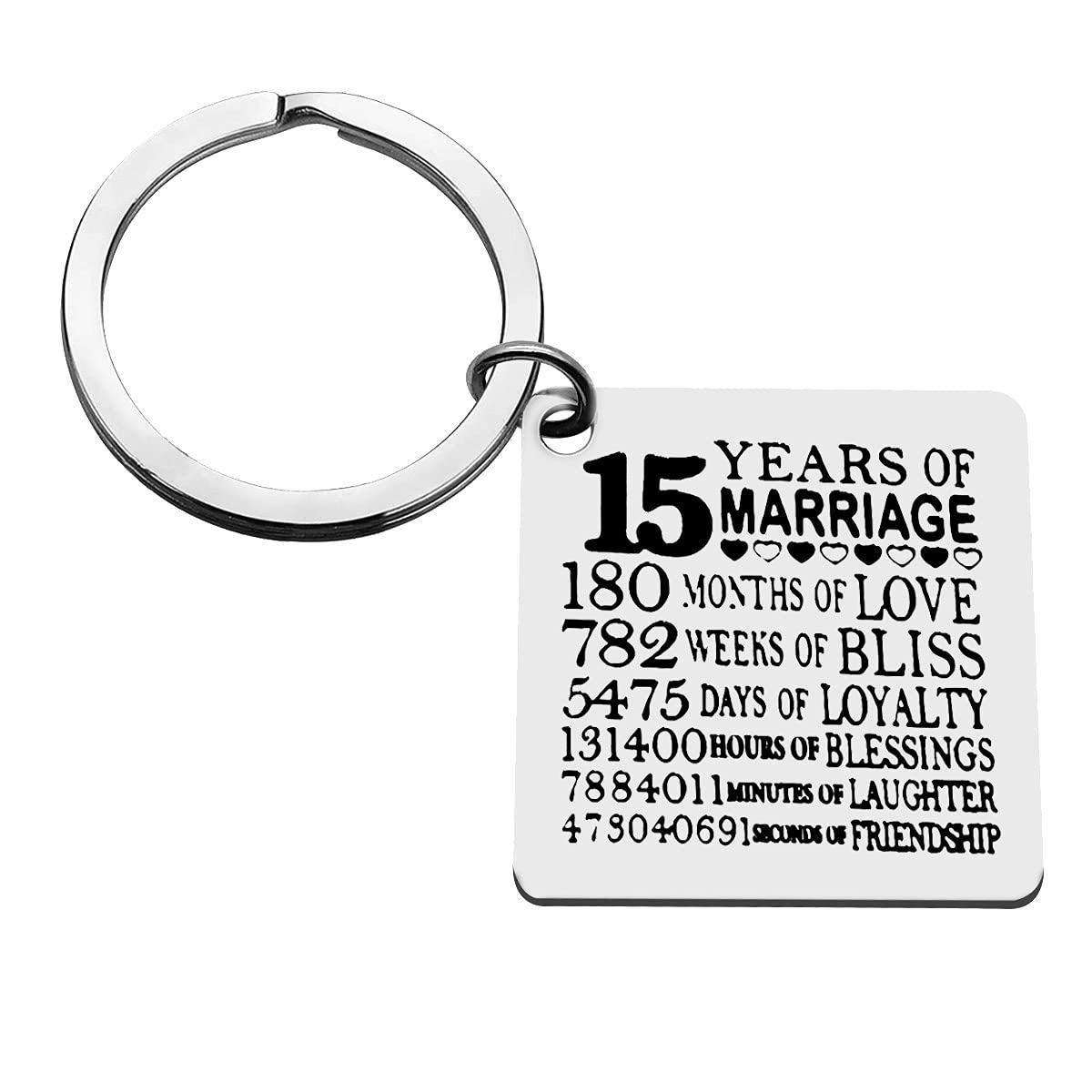 15th Anniversary Present for Couple Husband Wife 15 Years Wedding Anniversary Keychain Happy 15th Anniversary Keyring for Women Men Fifteen Years Marriage Gift for Her Him 15th Anniversary Keepsake