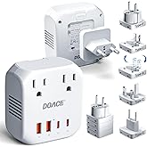 2000W Voltage Converter US to Europe for Hair Dryer - DOACE 220V to 110V Converter for European Travel, Power Converter Adapter Combo with 2 PD/QC Chargers & UK/AU/US/IT/European Travel Plug Adapters