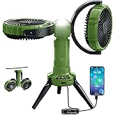 Drayromn 3 in 1 Camping Fan with LED Light,Hanging Hook for Tent,8000mAh Rechargeable Battery Powered Portable Fans,360°Head Rotation,4 Speeds,Camping Essentials for Indoor Outdoor Travel BBQ Fishing