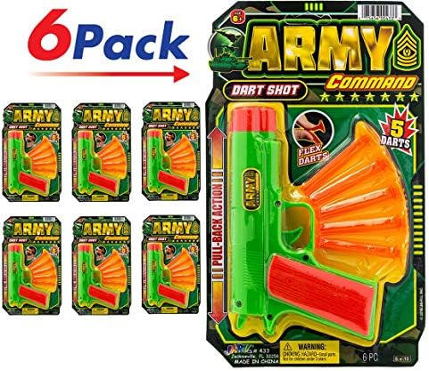 Darts Toy Gun (Pack of 6) by 2Chill | Pull-Back Pistol Action | Item #433-6