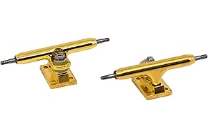Teak Tuning Prodigy Fingerboard Trucks with Upgraded Lock Nuts, Gold Colorway - 32mm Wide - Includes Pro Duro 61A Bubble Bushings in Teak Teal