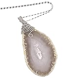 SUNYIK Natural Color Agate Slice Pendant Necklace