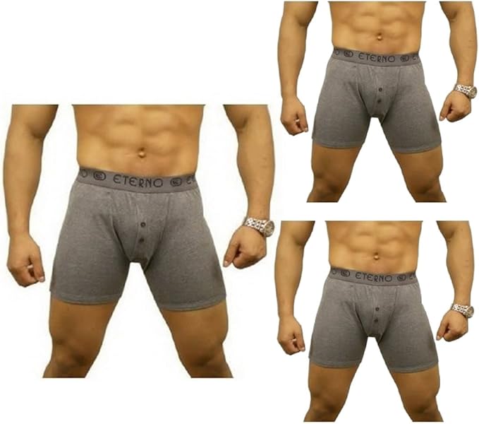 3 Lot: Mens Eterno Button Fly Boxer Briefs - Grey - XXL at Amazon Menâs Clothing store