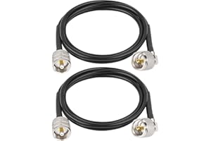 MOOKEERF CB Coax Cable - 2PCS 4FT RG58 UHF PL-260 Male to Male Right Angle Coaxial Cable Low Loss Cb Antenna Cable Jumper Cab