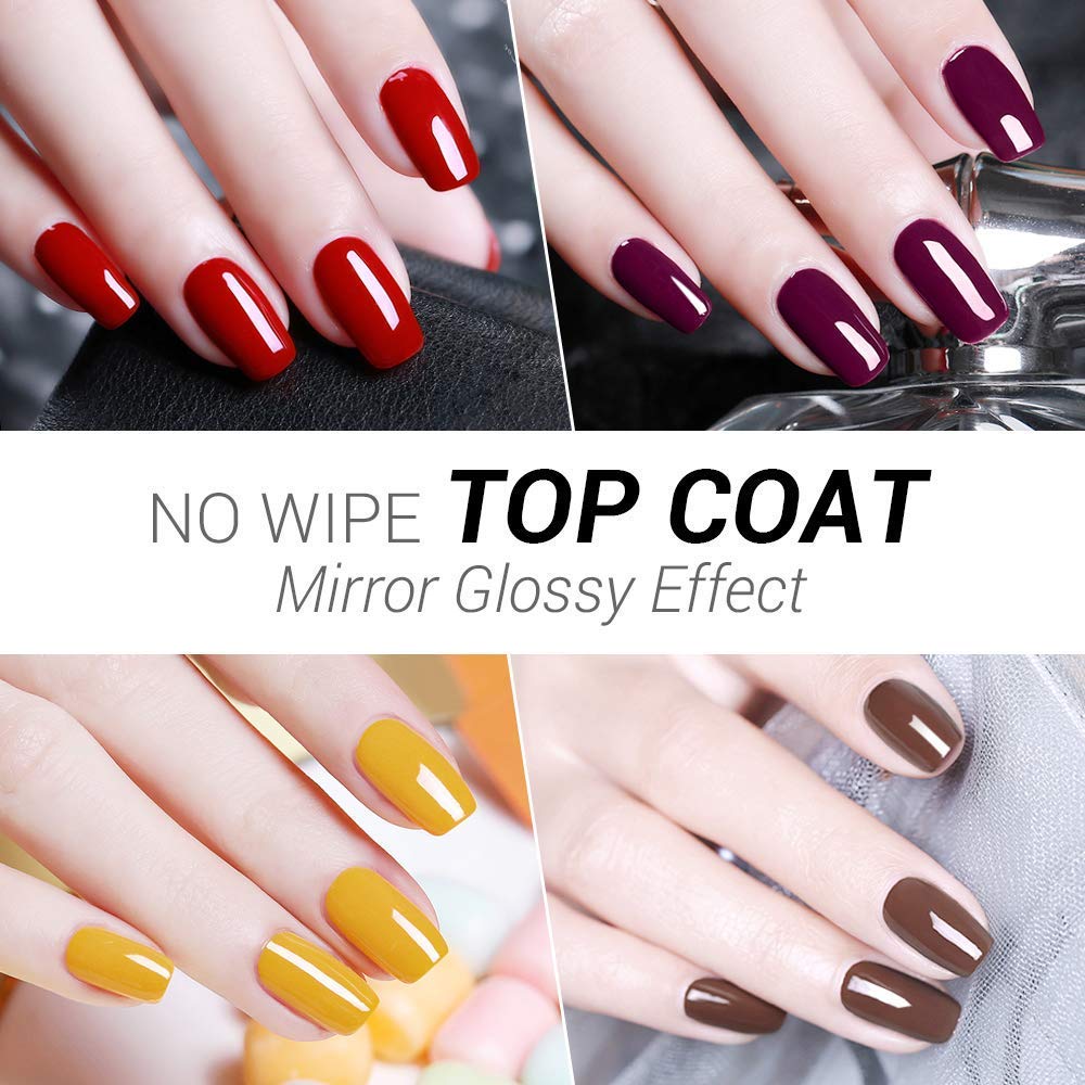 Modelones Gel Top and Base Coat, No Wipe Base and Top Coat, Base and Top Coat Gel Nail Polish, LED Soak Off Top and Base Coat Gel Nail Polish, New Upgraded Formula Gel Nail Polish, 2X10ml Long-Lasting Mirror Shiny Glossy Finish : Beauty