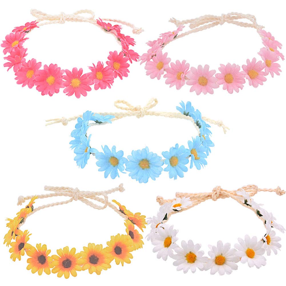 SCF2017 5Pcs Women Girls Sunflower Headband Hairband Flower Crown Hair Garland Wedding Festival