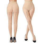 Viyongan Back Seam Pantyhose for Women High Waist Sheer Tights with Line Down Back Sexy Seamd Stockings 2 Pairs