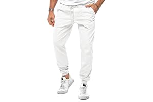 Men's Casual Fit Woven Joggers，Durable Lightweight Athletic Pants，Drawstring Elastic Waist Pockets Trousers