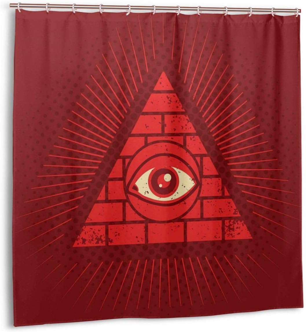Airmark Shower Curtain for Bathroom Decor Curtains Set,Vintage Vector Poster with Pyramid and Eye Fabric Bath Curtains with Hooks 60x72in