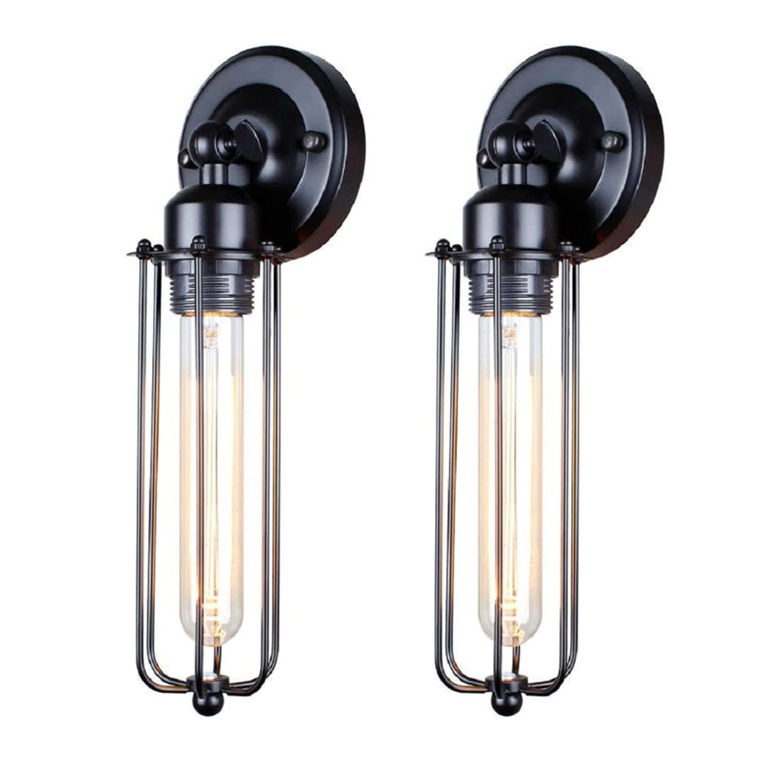 2 Pack Vintage Wall Light，Industrial Lighting Adjustable Socket Rustic Sconces Wire Metal Cage Wall Lamp， Wall Lamp for Home Decor Headboard Bathroom Bedroom Farmhouse Porch Garage