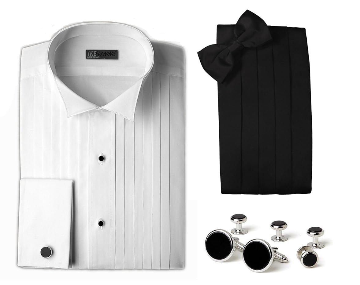 Elegant Tuxedo Package Silk Bow Tie and Cummerbund Set Cotton Wing