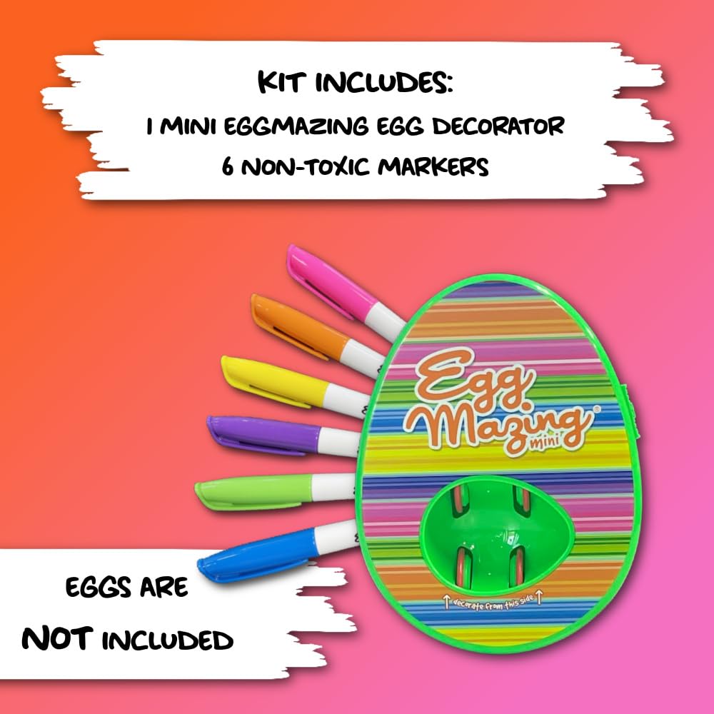 The EggMazing Easter Egg Mini Decorator Kit Arts and Crafts Set - Includes Egg Decorating Spinner and 6 Markers [Packaging May Vary]