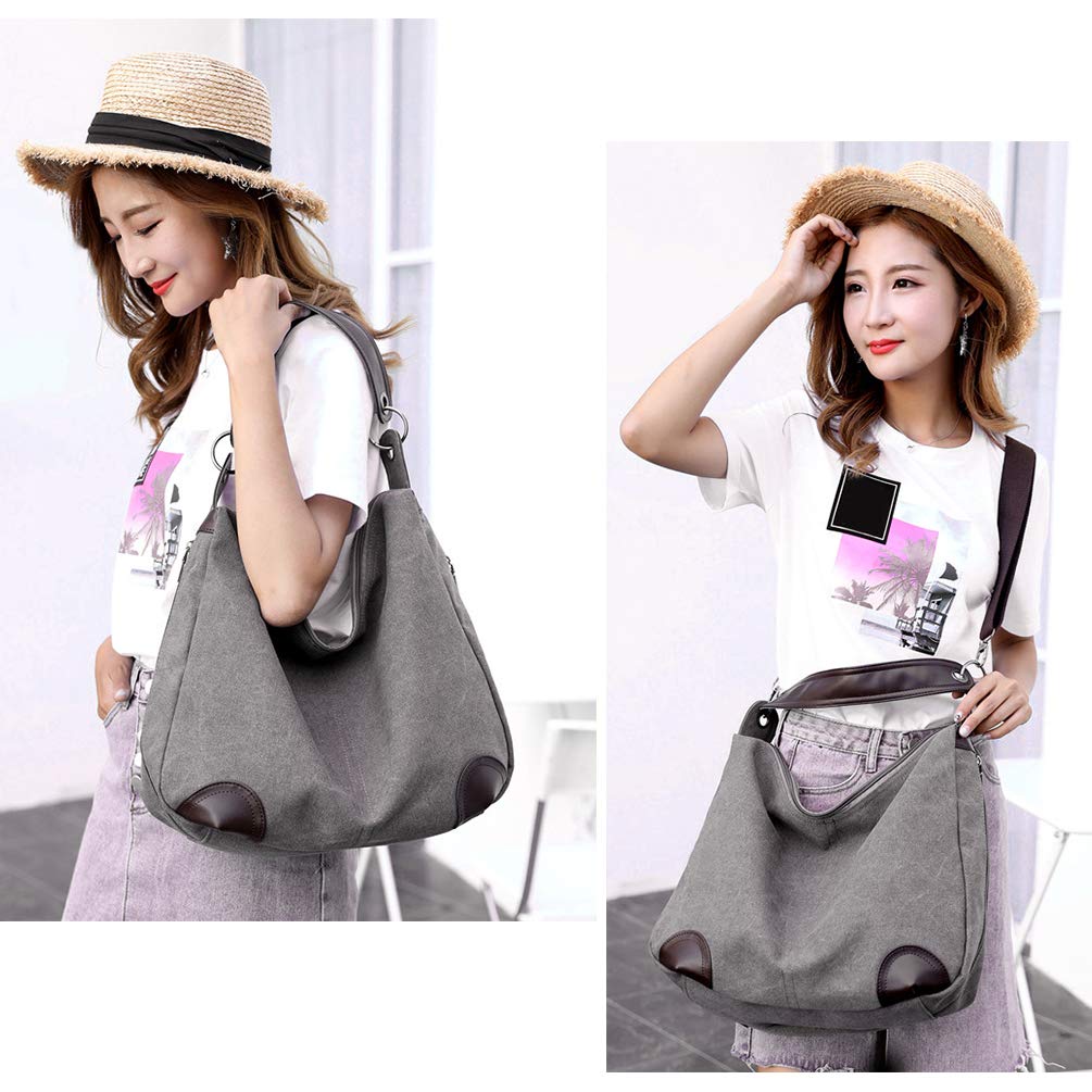 Vbiger Umhängetasche Damen Canvas Handtasche Schultertasche Hobo Bag