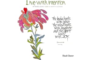 Live with Intention | 2024 7 x 14 Inch Monthly Mini Wall Calendar | Brush Dance | Art Paintings Inspiration Motivation