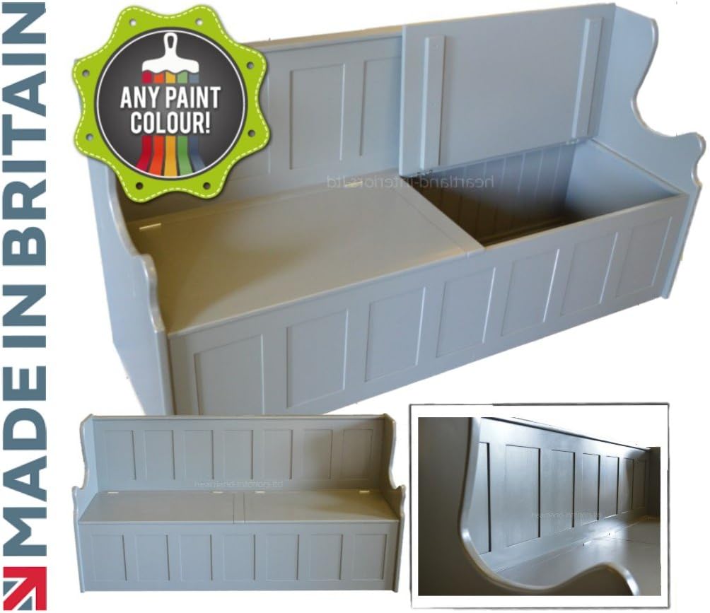 Heartland Pine 100 Solid Wood Storage Bench Extra Deep 7ft Grey Painted Monks Bench Settle With Split Seat You Choose The Paint Finish Mb 7fep Amazon Co Uk Kitchen Home