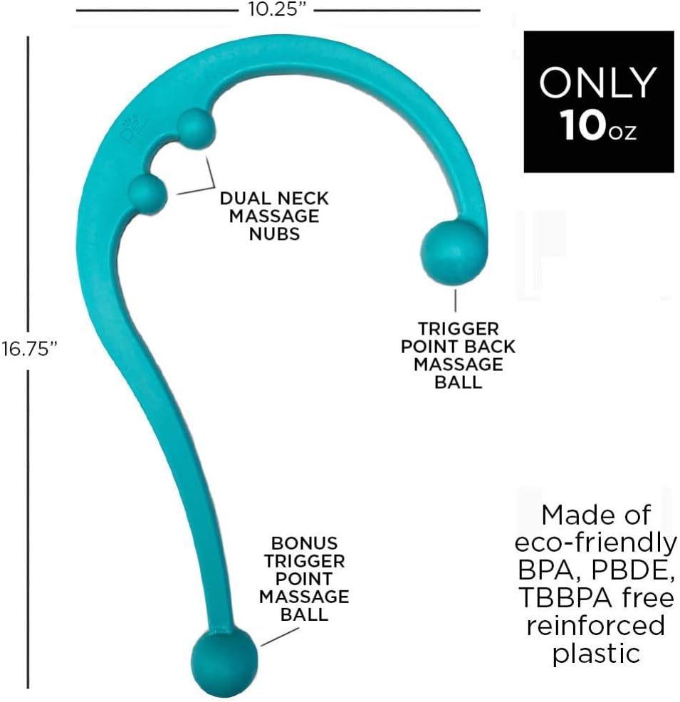 Empower Back and Neck Massager Tool, Trigger Point Self Massage Hook, Myofascial Release, Deep Tissue Massage Hook, Muscle Knots, Teal: Sports & Outdoors