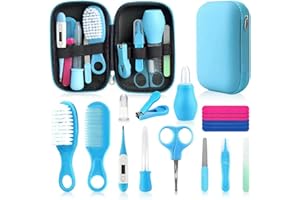 Qunlions life Baby Grooming Kit, Infant Safety Care Set with Hair Brush Comb Nail Clipper Nasal Aspirator Ear Cleaner,Baby Essentials Kit for Newborn Girls Boys
