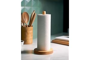 KitchLife Wooden Paper Towel Holder Countertop - Solid Freestanding Kitchen Paper Towel Roll Dispenser Stand Rack with Anti-S