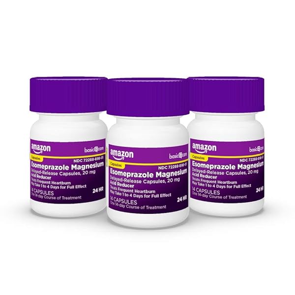 AMAZON BASIC CARE ESOMEPRAZOLE MAGNESIUM DELAYED RELEASE CAPSULES, 20 MG, ACID REDUCER, 42 COUNT