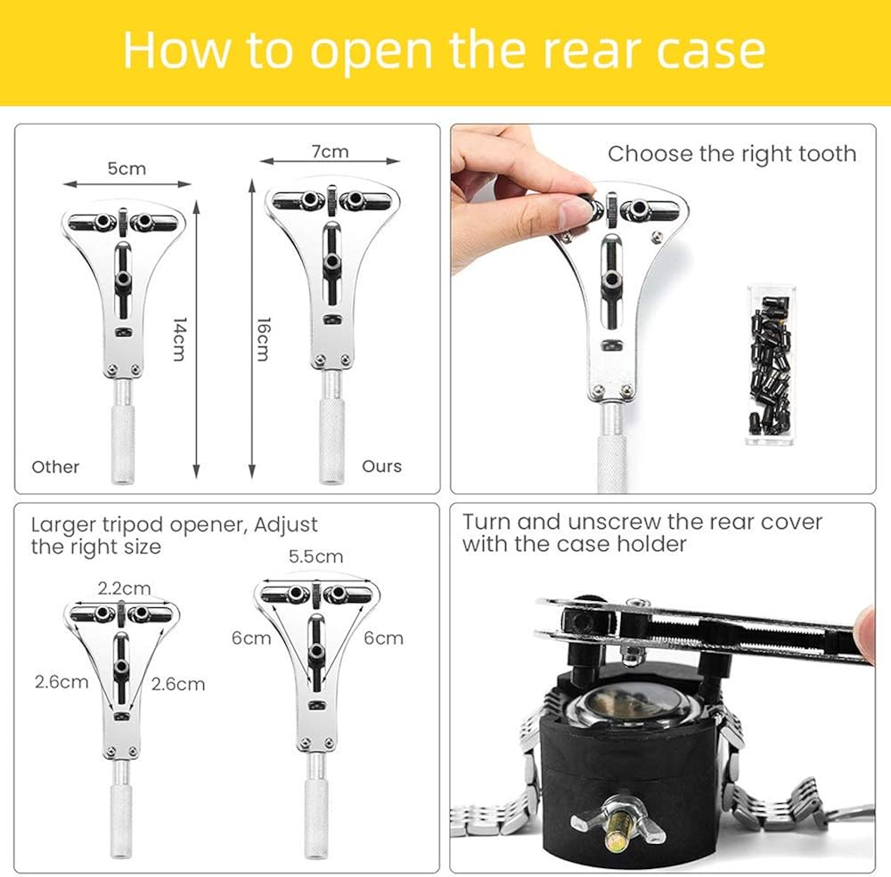 Skydon Watch Repair Kit Professional Deluxe Set with Batteries Replacement Kit, Watch Link Removal Tool, Watch Back Case Opener Tool, Spring Bar Tool for Watch Band and Instruction Manual: Watches
