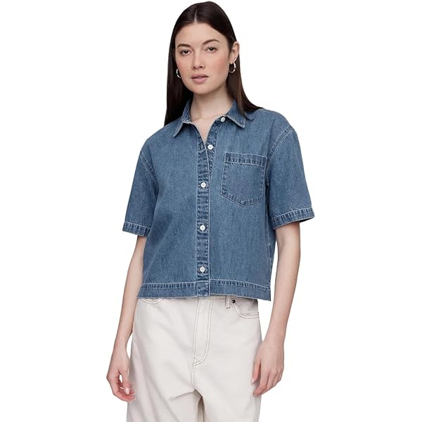 Amazon.com: GAP Womens Linen Easy Shirt Blue Stripe XS