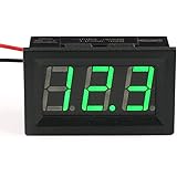 DROK 0.56" DC 3-30V Digital Voltmeter Voltage Tester Gauge Green Bright LED Display Two Wires Volt Meter for Solar Battery Monitor Car Motor Panel Mount