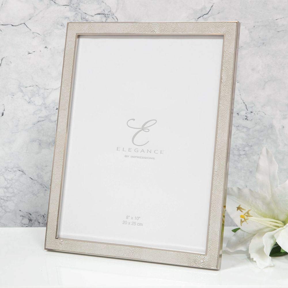 Impressions 8" x 10" - Elegance Nickel Plated Cream Faux Shagreen Frame