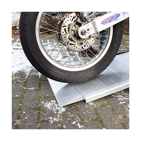 TRUTZHOLM Alu Auffahrrampe klappbar 307 cm extra lang 450 kg Traglast geriffelt Motorradrampe bewegliche Auflage anpassungsfÃ¤hig Flacher Auffahrwinkel Tragegriff grau – Bild 5
