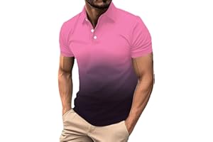 FONMA Men's Casual Polo Shirts Classic Button Basic Short Sleeve Shirt Gradient Soft Tees Golf Stylish Tops