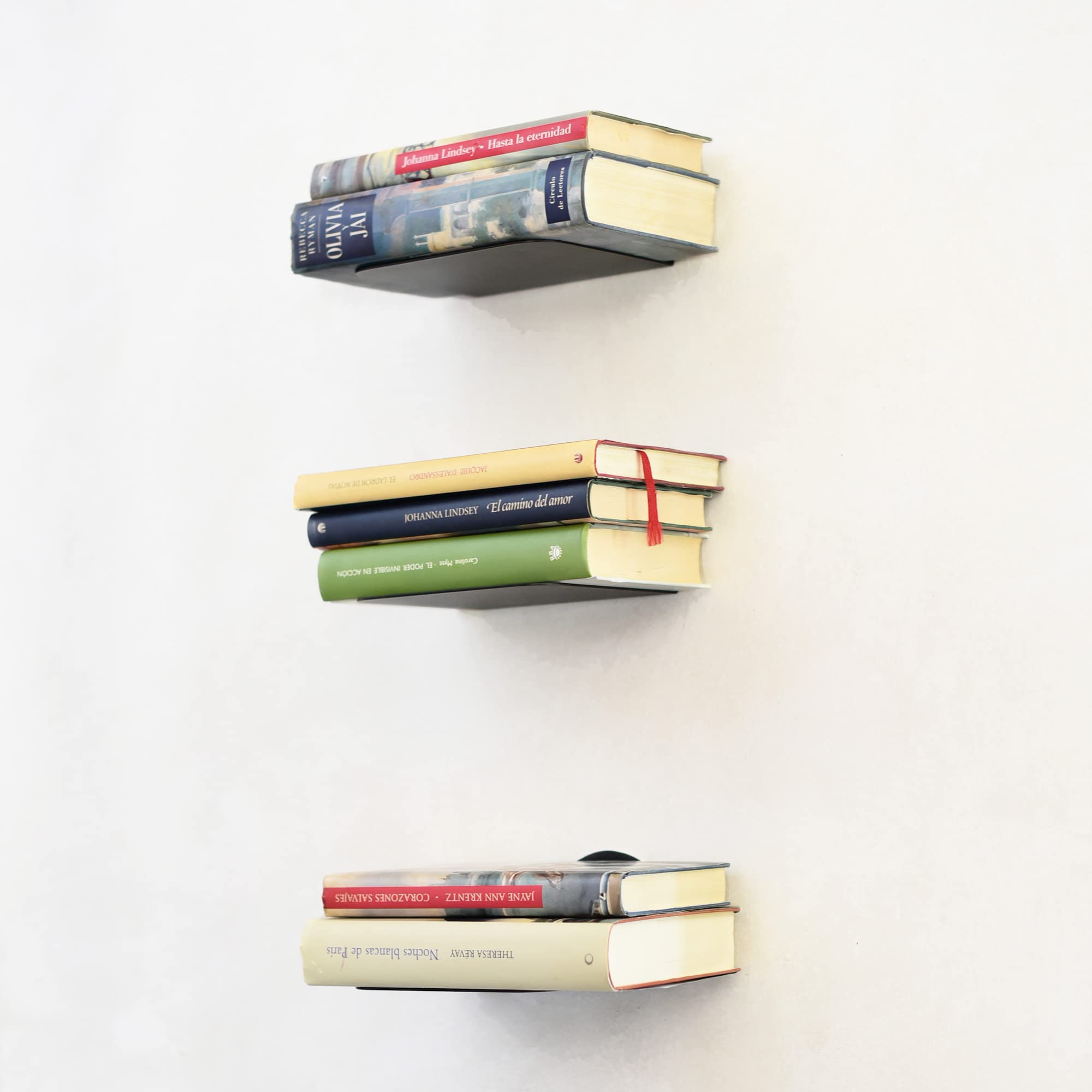 MILUKA Set 3 Floating Shelves 15 cm | Book Shelf Wall Mounted | Invisible BookShelf Bookcase| Floating Shelves for Wall, Kitchen Shelves, Metal Shelves for Bedroom in Home Decor | 3 Black Shelves