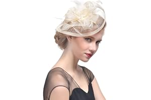 Ulalaza Women's Fascinators Hat Hair Clip Feather Wedding Bridal Cocktail Hat Derby Church Banquet for Girls
