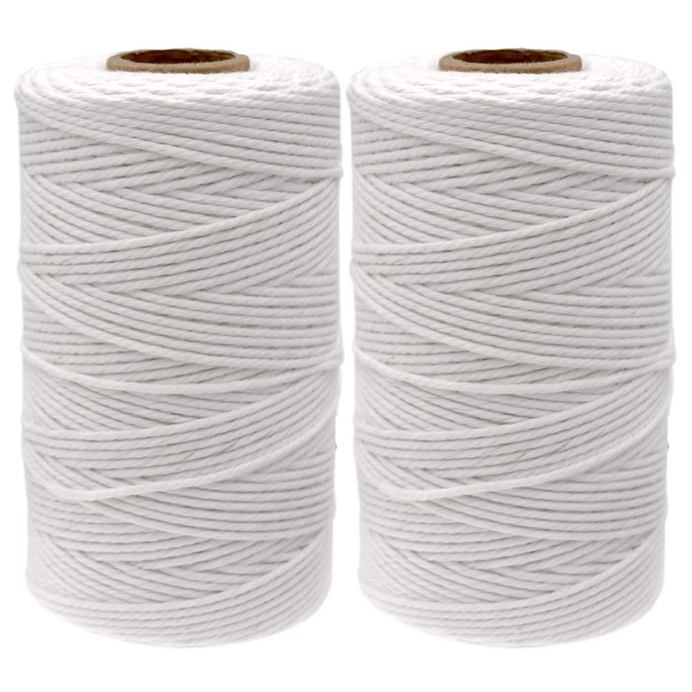 G2PLUS 400M White Cotton String, 2MM Craft Bakers Twine, 3Ply Durable Twine for DIY Crafts and Handmade