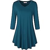 BAISHENGGT Women's V Neck 3/4 Sleeve Tunic Tops for Leggings Casual Dressy T-Shirts Blouses