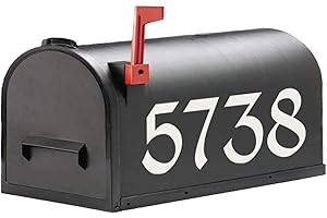 BATTOO Reflective White 4" Mailbox Numbers Sticker Decal Die Cut Bold King Style 2 Sets Premium Vinyl Numbers Self Adhesive for Mailbox, Signs, Window, Door, Cars, Trucks, Home, Business, Address Number