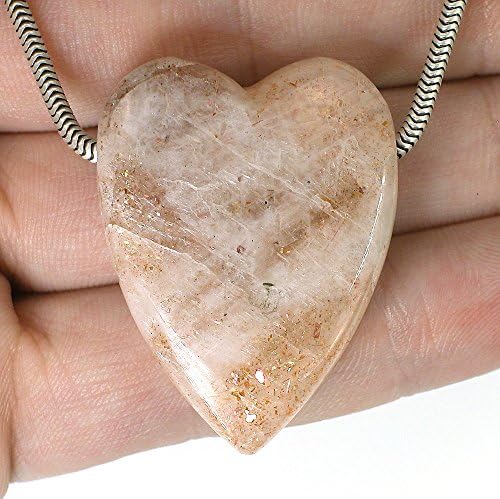 DVH Tanzanian Sunstone Polished Heart Focal Bead 37x28x10 (6391)