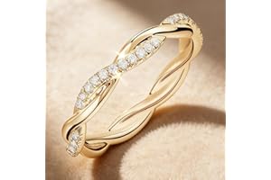 Ring for Women Twist Design diamond-like Dainty Stackable Band for Engagement Wedding Valentine's Gift Anniversary Daily Wear