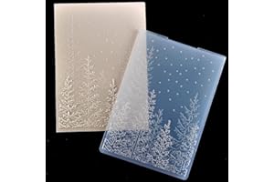 DDOUJOY 3D Merry Christmas Pine Tree Snowfall Background Plastic Embossing Folders for Card Making Scrapbooking and Other Paper Crafts 3090977
