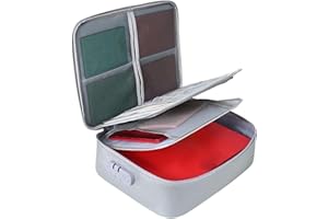 Fireproof File Box for Documents | 1200°C Heat Insulated Safe Storage Case - Document Organizer with Lock - for Archive, Pass