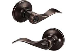 Gobrico Oil Rubbed Bronze Keyes Entry Door Locks Wave Handle Lever, 1Pack