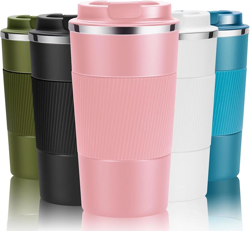 YINJOYI Travel Mug 510ml Stainless Steel Vacuum Insulated Pink