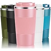YINJOYI 17oz Travel Coffee Cups Insulated Mug Thermal Tumbler to Go with Lid Leak Proof Reusable Stainless Steel Coffee Mug Spill Proof for Hot and Iced Cold Drinks (Pink, 510ml)