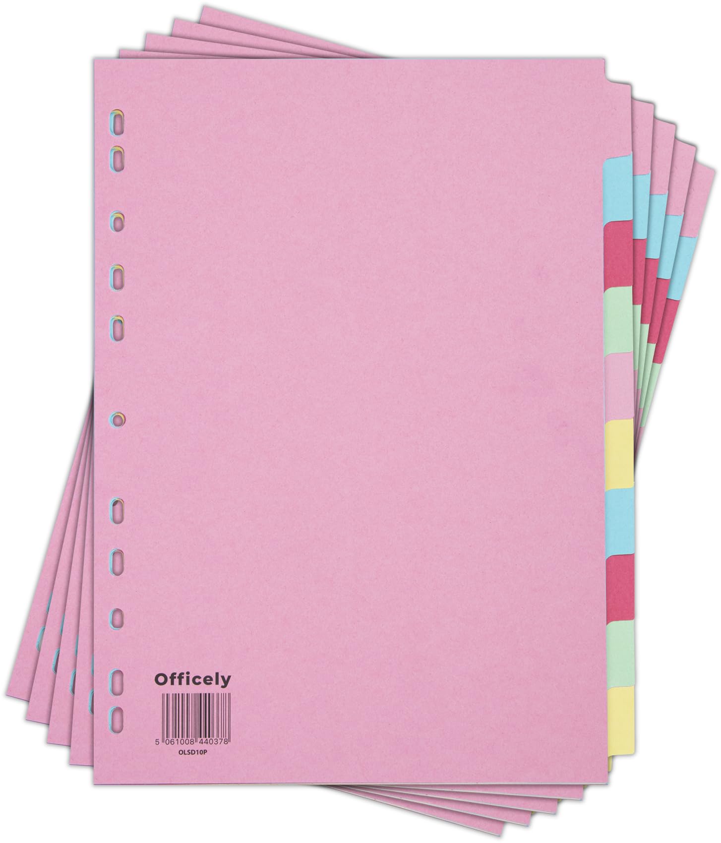 Officely 10-Part Assorted File Subject Dividers (Pack of 5)