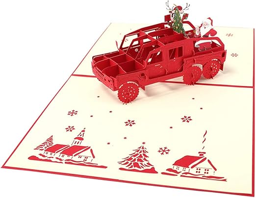 Amazon Com Bestoyard 3d Christmas Greeting Card Jeep Pop Up Cards Merry Christmas Card For Christmas Holiday With Envelope Home Kitchen