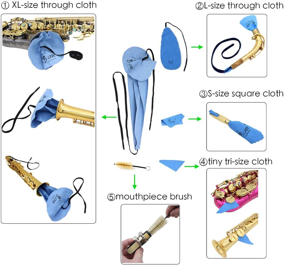 Luvay Saxophone Cleaning Care kits with Case (EVA Box) for Clarinet, Flute and Wind & Woodwind instrument: Musical Instruments