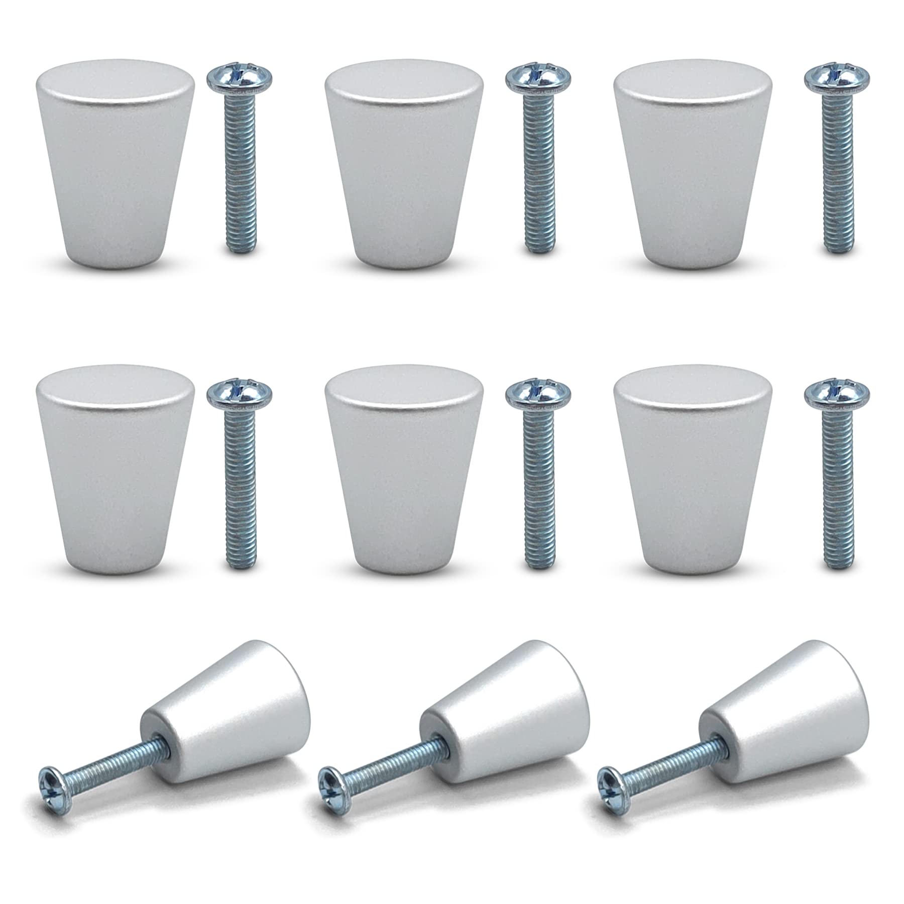 9 Metal Cabinet Knobs.Modern Matte Aluminum Furniture Drawer Knobs with Screws.Round Shape Knob for Kitchen Cabinets, Drawers, Furniture Renovations and Bathroom Cabinets (Silver)