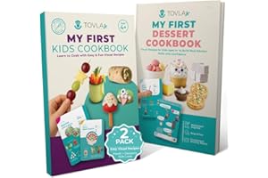 Tovla Jr. My First Visual Cookbook Set for Kids | 2 Recipe Books for Real Cooking | Healthy Swaps | Montessori Learning Gift for Girls and Boys Ages 4–12 | Christmas and Birthday Gift