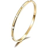 WISTIC Gold Love Thin Bangle Bracelet for Women Stainless Steel Metal Gold Plated Cuff Bangle Jewelry for Men and Adults Fashion Gift