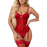 SNATROY Lingerie for Women garter Lingerie Set with Stockings Sexy Corset Lingerie Bodysuit